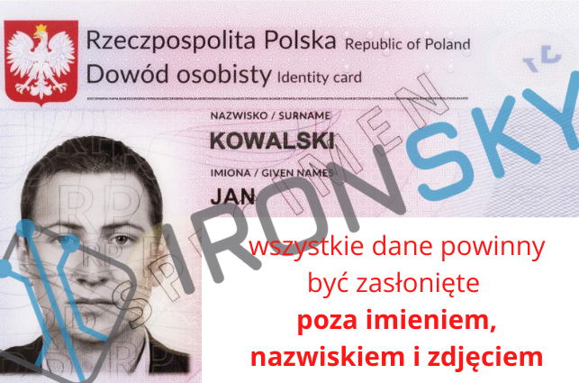 przyklad dowód osobisty na egzamin nadrona A2 w IRONSKY wszystkie dane powinny być zasłonięte poza imieniem, nazwiskiem i zdjęciem