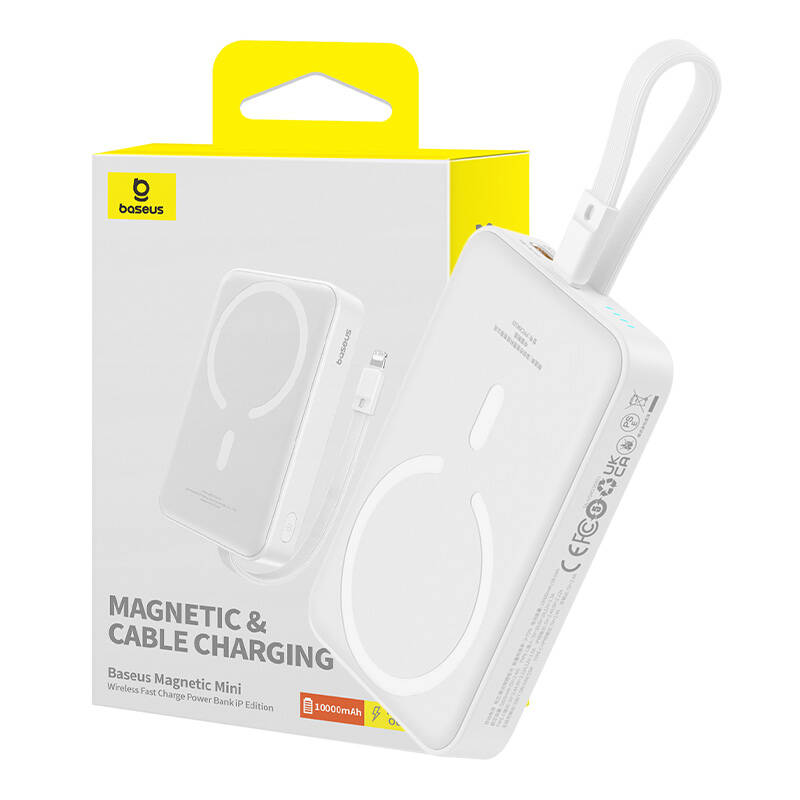 35630_1 Powerbank magnetyczny Baseus Magnetic Mini 10000mAh, Lightning 20W MagSafe (biały) - obrazek 1