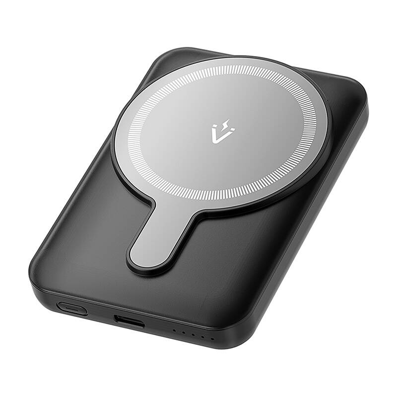 47728_1 Powerbank magnetyczny Vention FHSB0 5000mAh 20 W+ kabel USB-A do USB-C (czarny) - obrazek 1