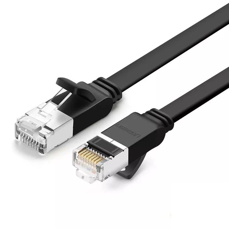 17437_1 Płaski kabel sieciowy UGREEN NW101 z metalowymi wtyczkami, Ethernet RJ45, Cat.6, UTP, 3m (czarny) - obrazek 1