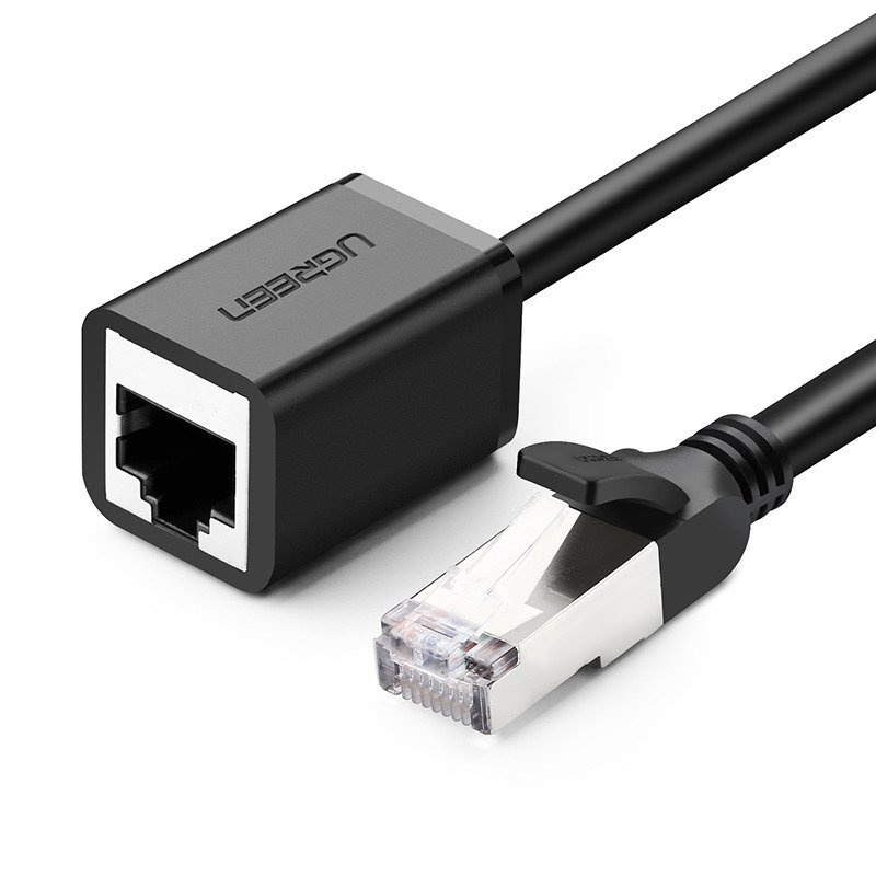 17444_1 Kabel sieciowy UGREEN NW112 przedłużacz Ethernet RJ45, Cat. 6, FTP, z metalową wtyczną 2m, (czarny) - obrazek 1
