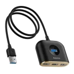 Adapter USB 4w1 Baseus Square Round, HUB USB 3.0 do 1x USB 3.0 + 3x USB 2.0, 1m (czarny) - obrazek 2