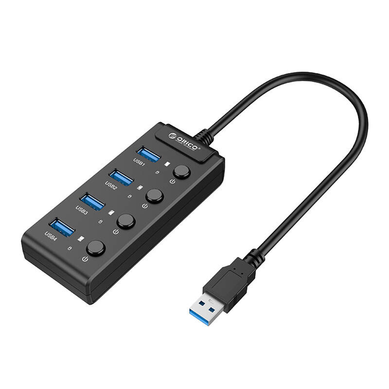 18125_2 Hub USB 3.0. Orico z włącznikami, 4x USB (czarny) - obrazek 1