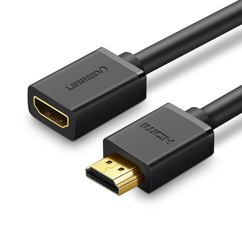 18208_1 Kabel HDMI męski do HDMI żeński UGREEN HD107, FullHD, 3D, 0.5m (czarny) - obrazek 1