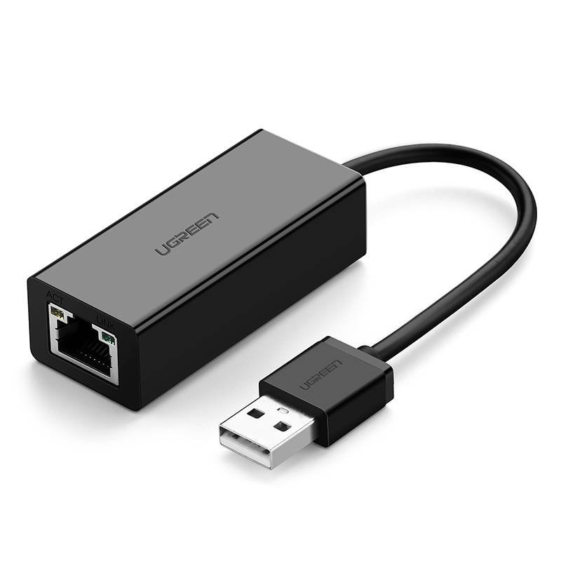 19621_1 UGREEN CR110 Adapter sieciowy USB do RJ45 (czarny) - obrazek 1