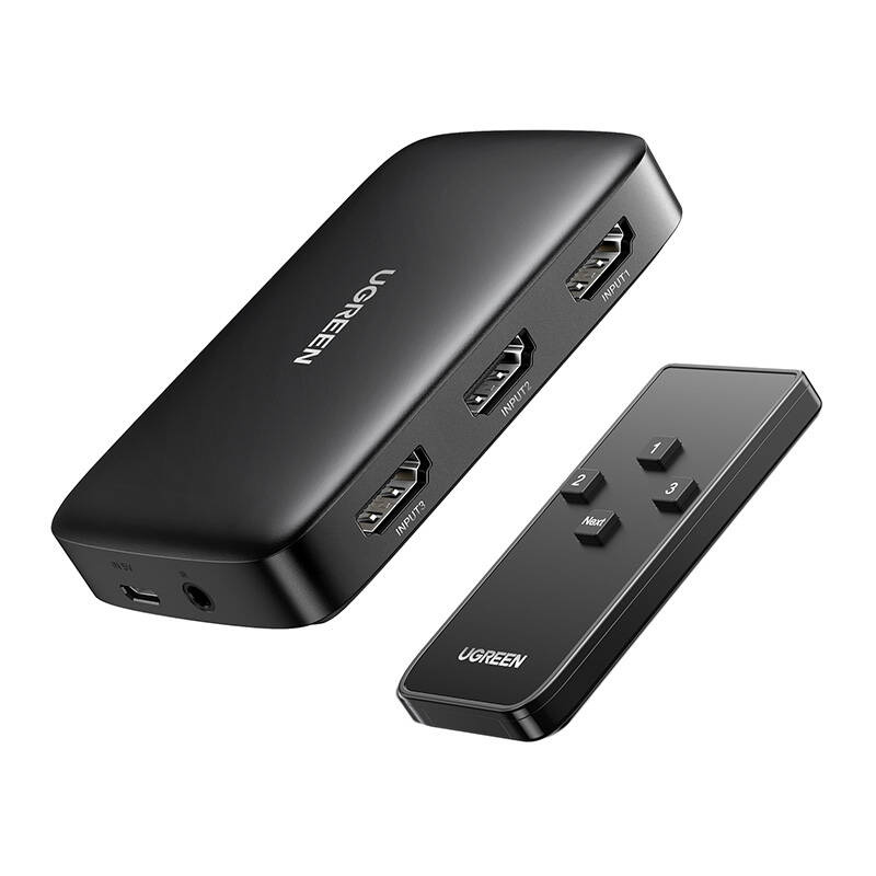 20604_3 Przełącznik Switch UGREEN CM332 3w1 HDMI 1.4 4K 30 Hz (czarny) - obrazek 1