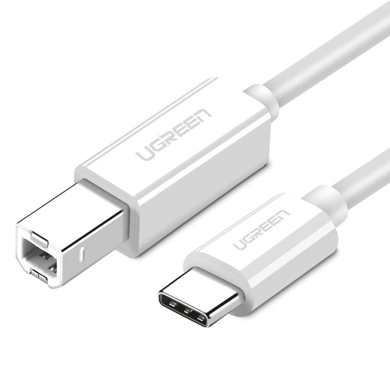 22601_1 Kabel USB 2.0 C-B UGREEN US241 do drukarki 1.5m (biały) - obrazek 1
