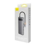 Hub 9w1 Baseus Metal Gleam Series, USB-C do 2x USB 3.0 + 2x HDMI + USB 2.0 + USB-C PD + Ethernet RJ45 + microSD/SD - obrazek 5