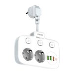 Listwa zasilająca z 2 gniazdami AC, 3x USB, USB-C, LDNIO SE2435, 2500W (biała) - obrazek 3