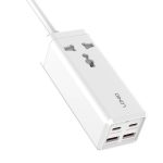 Listwa zasilająca z 1 gniazdem AC, 2x USB, 2x USB-C LDNIO SC1418, EU/US, 2500W (biała) - obrazek 2
