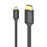 Kabel HDMI-D męski do HDMI-A męski Vention AGIBF 1m, 4K 60Hz (czarny) - obrazek 2