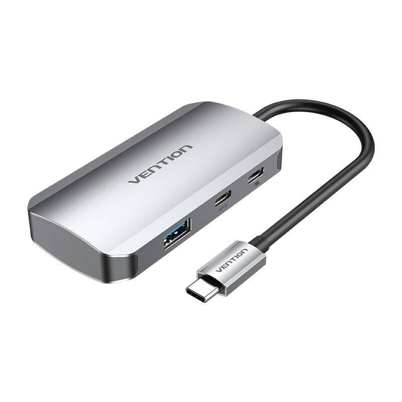 35226_1 Stacja dokująca USB-C na USB-C, 3x USB3.0, PD 0,15m Vention TNDHB szary - obrazek 1