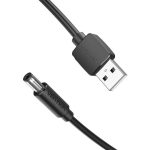 Kabel zasilający USB 2.0 do DC 5.5mm Barrel Jack 5V Vention CEYBF 1m (czarny) - obrazek 3
