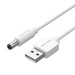 Kabel zasilający USB 2.0 do DC 5.5mm Barrel Jack 5V Vention CEYWGD 1,5m (biały) - obrazek 3