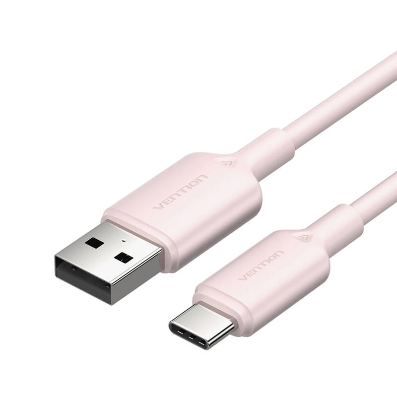 49815_1 Kabel USB 2.0 A do USB-C 3A Vention CTQPH 2M (różowy) - obrazek 1