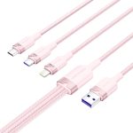Kabel USB 2.0 A do 3w1 6A Vention CTRPG 1.5M (różowy) - obrazek 2