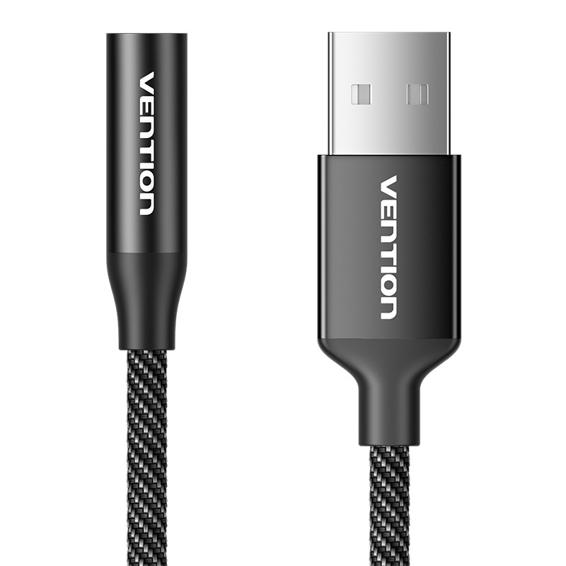 51051_1 Jednoportowa zewnętrzna karta dźwiękowa USB Vention Gome 0.25m (czarna) - obrazek 1