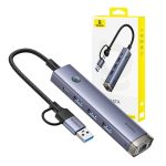 Hub 4w1 Baseus UltraJoy USB-A&USB-C do 3xUSB3.0+USB-C+RJ45 (szary) - obrazek 9