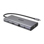 Hub USB-C Ugreen CM639, HDMI, VGA, 2x USB-C 3.2 10Gbps, 2x USB, SD/TF, RJ45, AUX 3.5mm, PD, 4K 60 Hz - obrazek 2