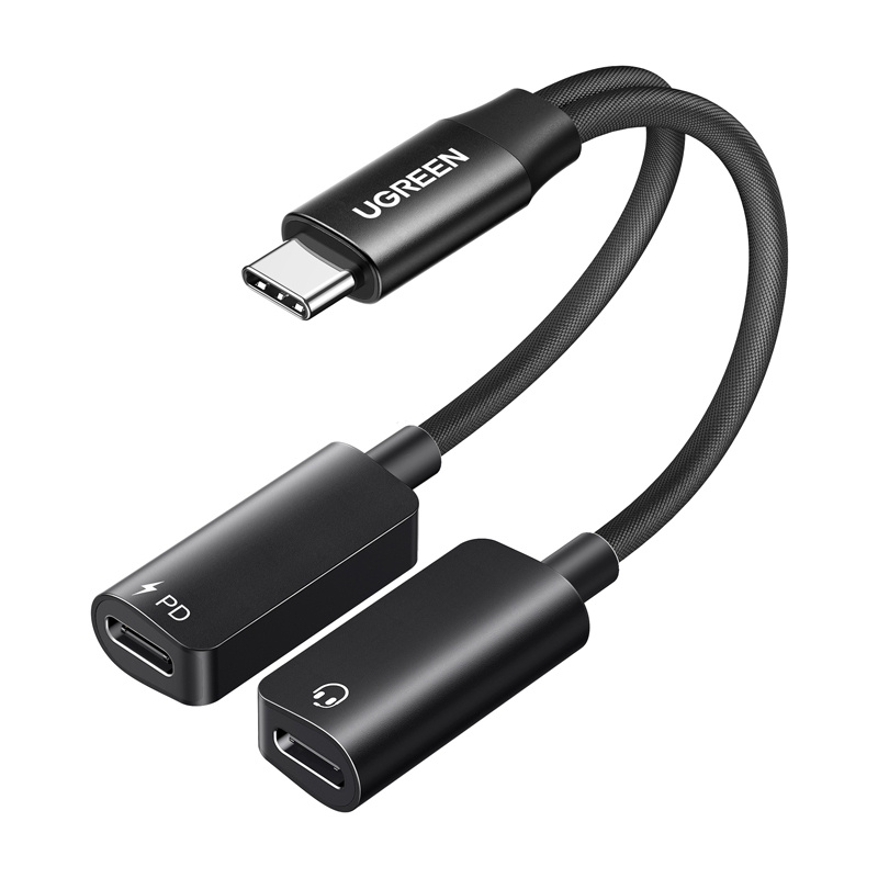 54538_1 Karta dźwiękowa Ugreen CM821, USB-C do 2x USB-C (czarna) - obrazek 1