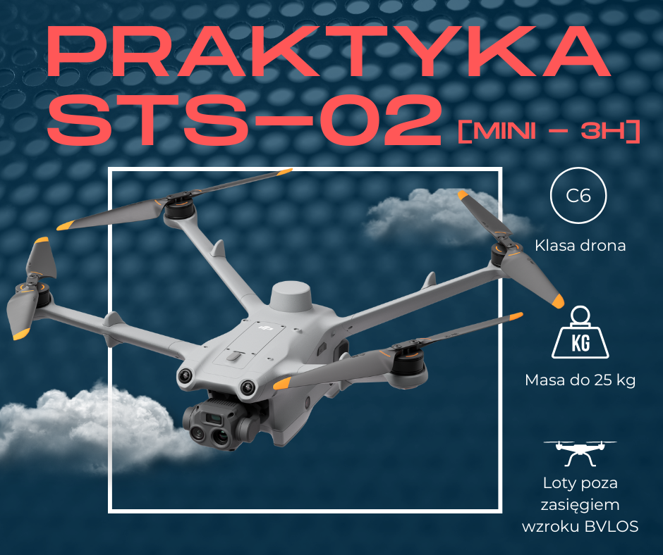 STS02 MINI PRAKRYKA Praktyka STS-02 – Praktyka Europejskiego Szkolenia na Pilota Drona VLOS na Drony Klasy C6 do 25kg - obrazek 1