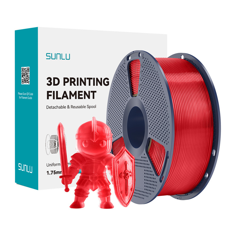 58005_1 Filament SUNLU PLA+ 1.75mm 1kg (przezroczysty czerwony) - obrazek 1