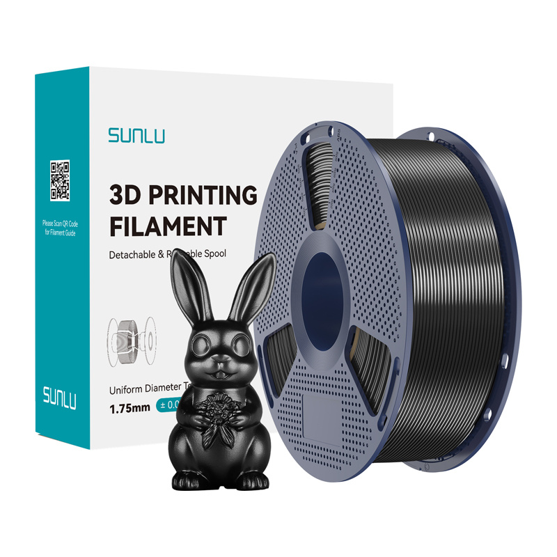 58028_1 Filament SUNLU PLA+ Silk 1.75mm 1kg (czarny) - obrazek 1