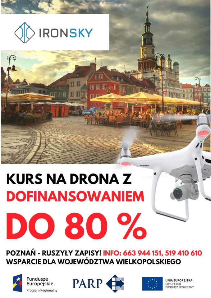Poznań kurs na operatora drona UAVO VLOS BVLOS z dofinansowaniem z Unii Europejskiej do 80 procent