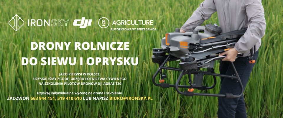 Drony rolnicze do oprysków i siewu DJI Agras T30